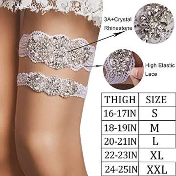 yanstar Bridal Garter Lace with Rhinestones for Weddings