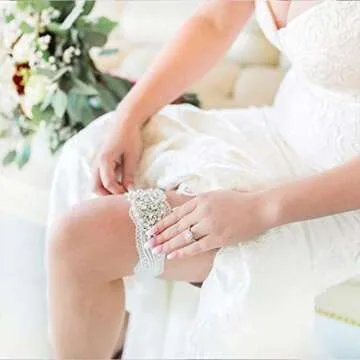 yanstar Bridal Garter Lace with Rhinestones for Weddings