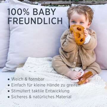 HEVEA Star Activity Ball Toy Made from 100% Upcycled Natural Rubber - Soft and Easy to Hold Baby Ball for Ages +4 Months - Plant Based, Plastic-Free, BPA-Free (Mint)