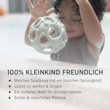 HEVEA Star Activity Ball Toy Made from 100% Upcycled Natural Rubber - Soft and Easy to Hold Baby Ball for Ages +4 Months - Plant Based, Plastic-Free, BPA-Free (Mint)