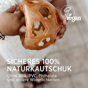 HEVEA Star Activity Ball Toy Made from 100% Upcycled Natural Rubber - Soft and Easy to Hold Baby Ball for Ages +4 Months - Plant Based, Plastic-Free, BPA-Free (Mint)