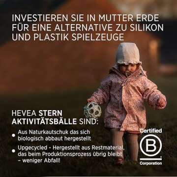 HEVEA Star Activity Ball Toy Made from 100% Upcycled Natural Rubber - Soft and Easy to Hold Baby Ball for Ages +4 Months - Plant Based, Plastic-Free, BPA-Free (Mint)