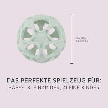 HEVEA Star Activity Ball Toy Made from 100% Upcycled Natural Rubber - Soft and Easy to Hold Baby Ball for Ages +4 Months - Plant Based, Plastic-Free, BPA-Free (Mint)