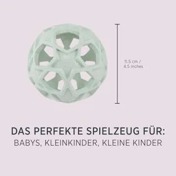 HEVEA Star Activity Ball Toy Made from 100% Upcycled Natural Rubber - Soft and Easy to Hold Baby Ball for Ages +4 Months - Plant Based, Plastic-Free, BPA-Free (Mint)