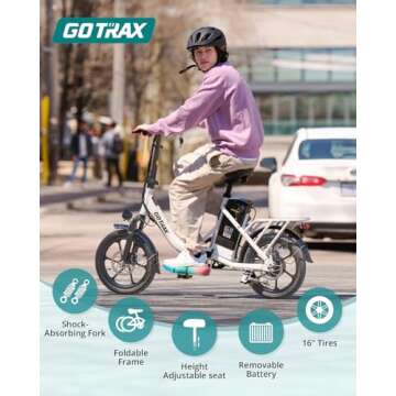 Gotrax NEPHELE 16" Folding Electric Bike, Max Range 28Miles(Pedal-assist) &15.5Mph Power by 350W Mot...