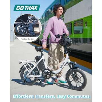 Gotrax NEPHELE 16" Folding Electric Bike, Max Range 28Miles(Pedal-assist) &15.5Mph Power by 350W Motor, Front Suspension&Adjustable Seat and Handlebar, Commuter Electric Bicycle for Adults/Teens White
