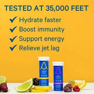 1ABOVE Jet Lag Relief Tablets - Citrus-Flavored Effervescent Multivitamin with Pycnogenol Travel Sup...
