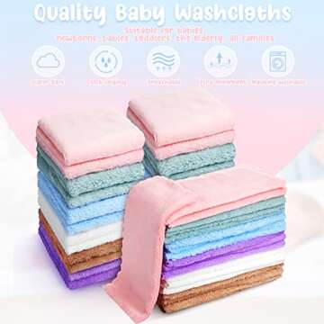 96 Pack Baby Washcloths Multicolor Soft Microfiber Towels