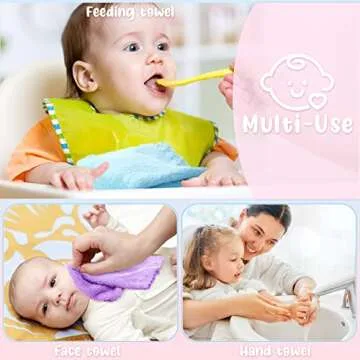96 Pack Baby Washcloths Multicolor Soft Microfiber Towels