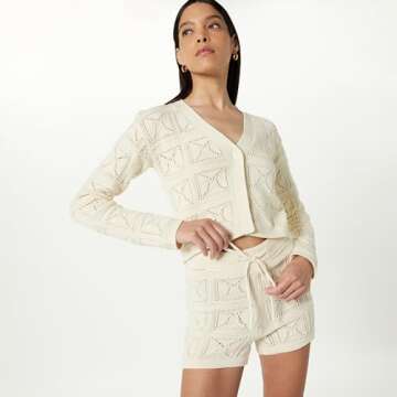 The Drop Women's Lee Crochet Drawstring Shorts, Birch, L