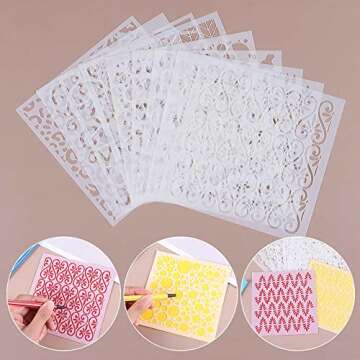 9pcs Geometric Layering Stencils for Creative DIY Projects