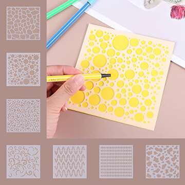 9pcs Geometric Layering Stencils for DIY Craft Projects