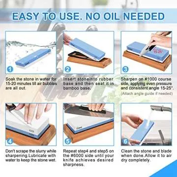 Whetstone Knife Sharpening Stone Set, G-TING 140/320, 1000/6000 Grit Whetstone Sharpener, Dual Grit Multi-Purpose Sharpener, Polishing Tool Sharpener Hatchet Large Sharpening Stone Kit