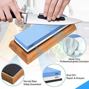 Whetstone Knife Sharpening Stone Set, G-TING 140/320, 1000/6000 Grit Whetstone Sharpener, Dual Grit Multi-Purpose Sharpener, Polishing Tool Sharpener Hatchet Large Sharpening Stone Kit