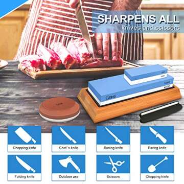 Whetstone Knife Sharpening Stone Set, G-TING 140/320, 1000/6000 Grit Whetstone Sharpener, Dual Grit Multi-Purpose Sharpener, Polishing Tool Sharpener Hatchet Large Sharpening Stone Kit