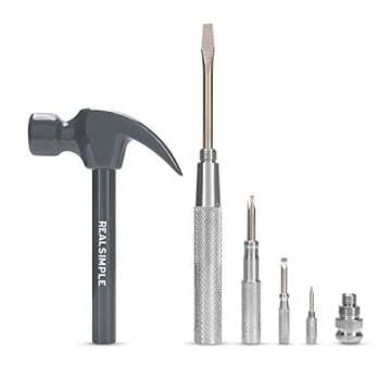 Real Simple 6-in-1 Hammer and Screwdriver Set for Home Fixes
