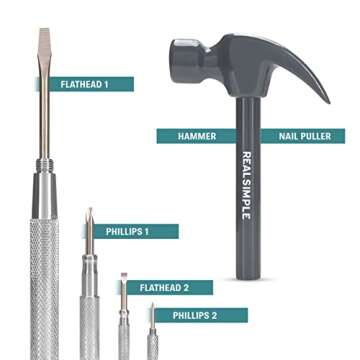Real Simple 6-in-1 Hammer and Screwdriver Set for Home Fixes