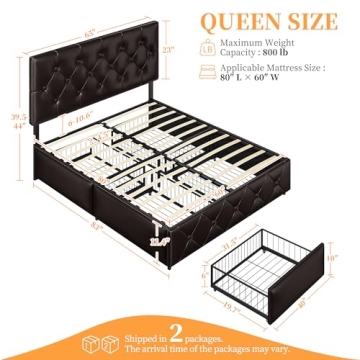 Sleek Yaheetech Queen Upholstered Bed Frame with Storage