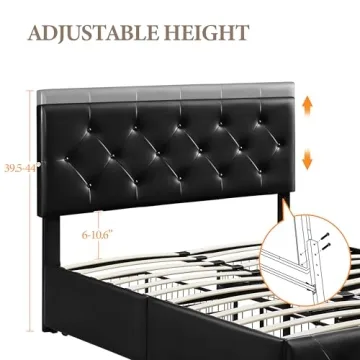 Sleek Yaheetech Queen Upholstered Bed Frame with Storage