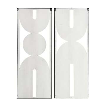 Deco 79 Wooden Geometric Home Wall Decor Layered Arch Wall Sculpture with Gold Circle Accents, Set of 2 Wall Art 14" W, 36" H, Cream