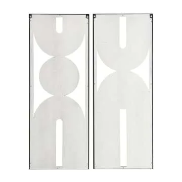 Deco 79 Wooden Geometric Home Wall Decor Layered Arch Wall Sculpture with Gold Circle Accents, Set of 2 Wall Art 14" W, 36" H, Cream