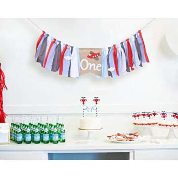 Airplane Highchair Banner for First Birthday Celebration