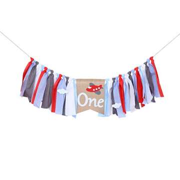 Airplane Highchair Banner for First Birthday Celebration