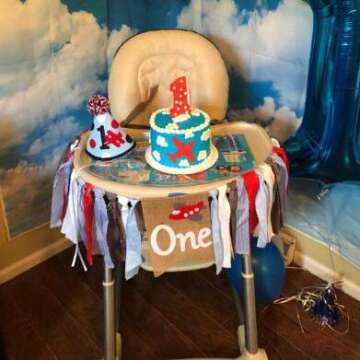 Airplane Highchair Banner for First Birthday Celebration