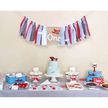Airplane Highchair Banner for First Birthday Celebration