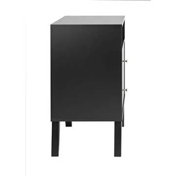 Prepac Milo Mid-Century Modern 2 Drawer Nightstand with Open Shelf, Bedside Table, Contemporary Bedroom Furniture, 16"D x 22.5"W x 29.5"H, Black
