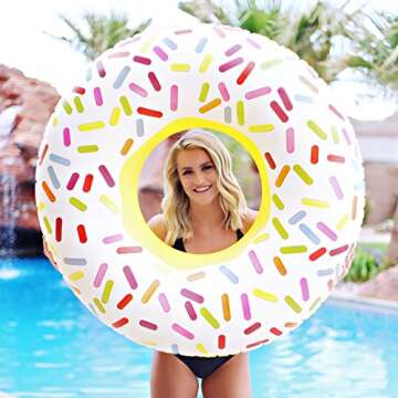 Giant Inflatable Sprinkle Donut Pool Floats for Adults and Kids - 42-inch - Extra Durable Pool Float