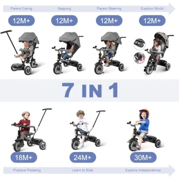 Besrey Toddler Tricycle with Push Handle for Ages 1-4