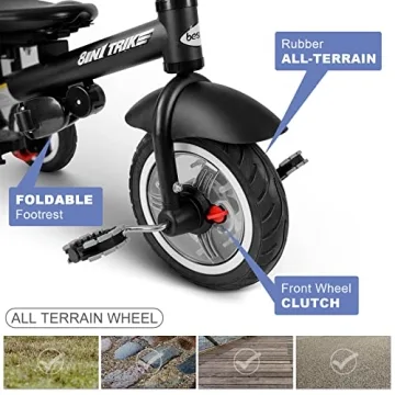 Besrey Toddler Tricycle with Push Handle for Ages 1-4