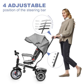 Besrey Toddler Tricycle with Push Handle for Ages 1-4