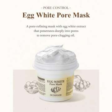 SKINFOOD Egg White Pore Mask 4.41 oz. (125g) - Pore Refining Wash off Mask, Tightens Pores, Removes Blackheads and Dead Skin Cells, Skin Smooth and Soft - Exfoliating Skin Mask - Wash Off Face Masks