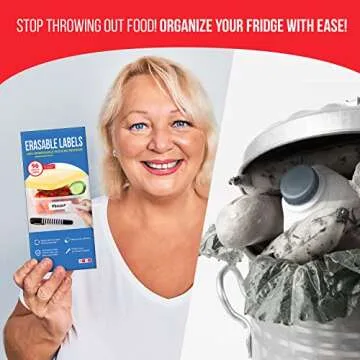 MESS Erasable Labels for Kitchens (96-Pack) Kitchen and Pantry Labels That Erase! - Freezer and Fridge White Dry Erase Labels - Labels for Jars - Food Labels for Containers