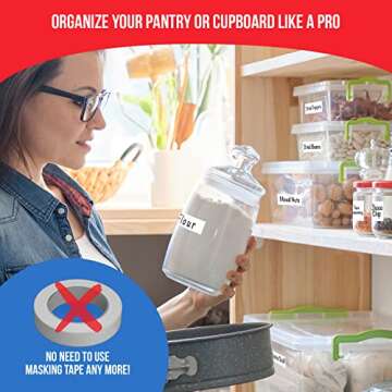 MESS Erasable Labels for Kitchens (96-Pack) Kitchen and Pantry Labels That Erase! - Freezer and Fridge White Dry Erase Labels - Labels for Jars - Food Labels for Containers