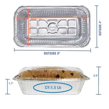 SINTOP Aluminum Foil Bread Pans Disposable | 1.5lb Loaf Pans with Lids | 50 Pack | Dessert Boxes - P...