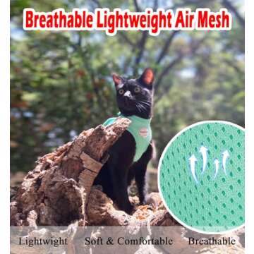 Cat Harnesses and Puppy Harness with Leashes Set, Escape Proof Cat Harness, Adjustable Reflective So...