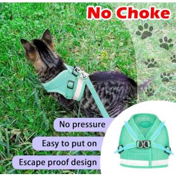 Cat Harnesses and Puppy Harness with Leashes Set, Escape Proof Cat Harness, Adjustable Reflective Soft Mesh Vest Fit Puppy Kitten Rabbit Ferrets's Outdoor Harness