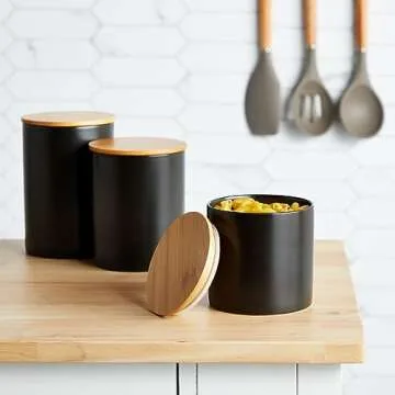 Farmlyn Creek Matte Black Kitchen Canister Set - Stylish Storage