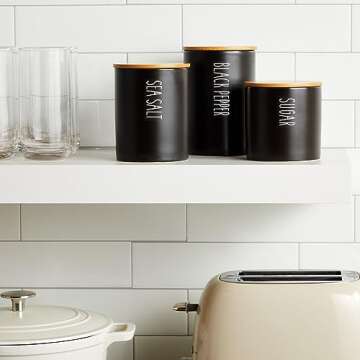 Farmlyn Creek Matte Black Kitchen Canister Set - Stylish Storage
