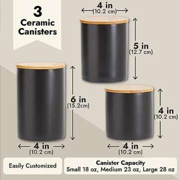 Farmlyn Creek Matte Black Kitchen Canister Set - Stylish Storage