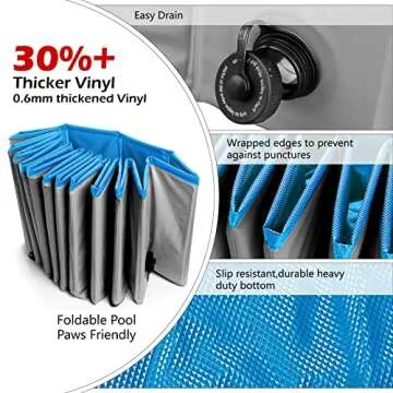 Jasonwell Foldable Dog Pet Bath Pool Collapsible Dog Pet Pool Bathing Tub Kiddie Pool Doggie Wading Pool for Puppy Small Medium Large Dogs Cats and Kids 63" Grey