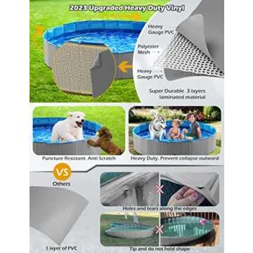 Jasonwell Foldable Dog Pet Bath Pool Collapsible Dog Pet Pool Bathing Tub Kiddie Pool Doggie Wading Pool for Puppy Small Medium Large Dogs Cats and Kids 63" Grey
