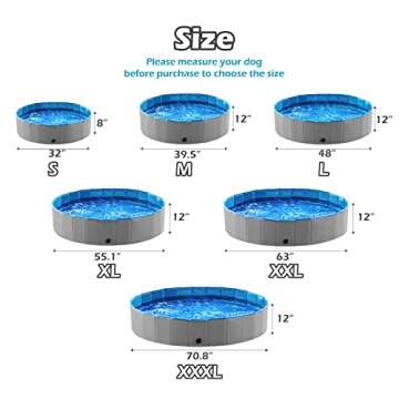 Jasonwell Foldable Dog Pet Bath Pool Collapsible Dog Pet Pool Bathing Tub Kiddie Pool Doggie Wading Pool for Puppy Small Medium Large Dogs Cats and Kids 63" Grey