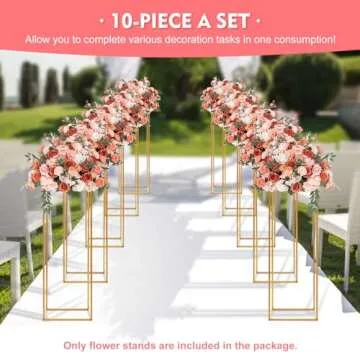 10Pcs 23.6Inch Tall Gold Centerpiece Stands 10pcs Gold Stands for Centerpieces Wedding Flower Stand ...