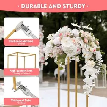 10Pcs 23.6Inch Tall Gold Centerpiece Stands 10pcs Gold Stands for Centerpieces Wedding Flower Stand Gold Wedding Centerpieces Metal Flower Stand for Party, Wedding Reception, Home Decoration
