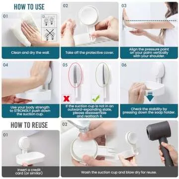 TAILI Soap Dish Soap Holder Suction Cup Powerful Vacuum Suction, Strong Sponge Holder for Shower, Bathroom, Tub and Kitchen Sink, Drill-Free, Removable