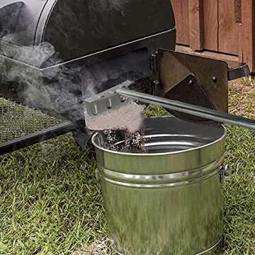 Mydracas Heavy Duty Charcoal Grill Rake Grill Ash Tool Accessories with Rubber Handle, Charcoal Kettle Grill Pizza Oven Ash Rake -32 inch